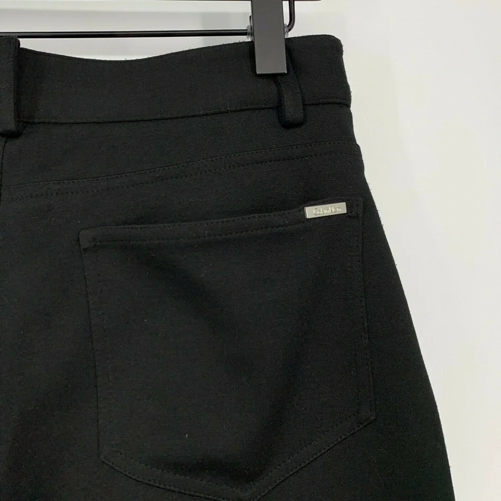 Calvin Klein Pants Womens Size 2 Black Ponte Knit Flare Mid Rise Stretch - Picture 7 of 8